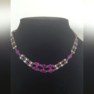 Amethyst Laced With Crystals  Necklace. 🌴